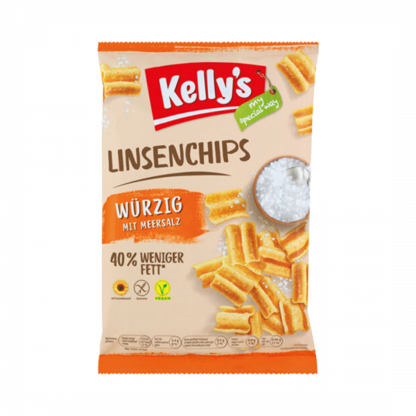 Kelly's LinsenChips Würzig mit Meersalz, 90 Gramm